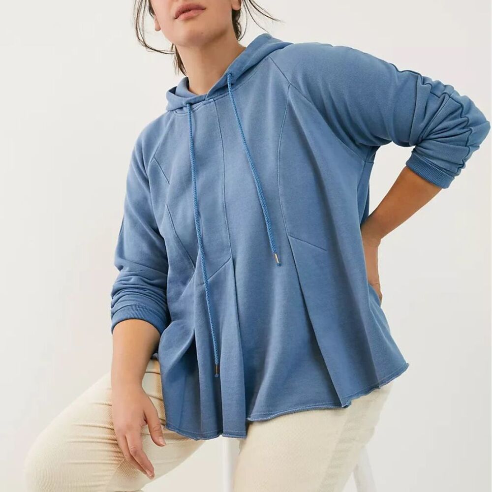 Anthropologie Pilcro Flynn Hoodie, S, Blue Flared Trapeze Pullover